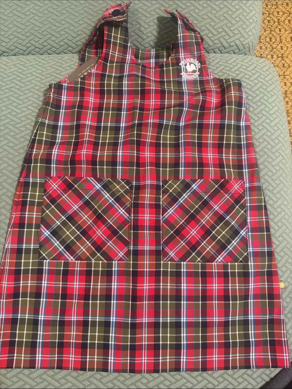 Primrose School Red and Green Plaid Dress for Kids